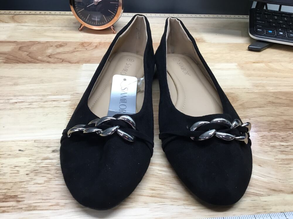 Samilor Women's 9 Black Suede Slip-On Casual Comfort Dress Ballet Flats